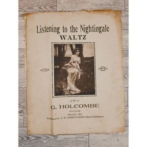 1919 Nightingale Waltz Vintage Sheet Music Woman in Gown‎ Trees Holcombe Art